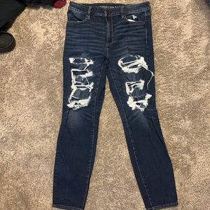 American Eagle Dark Wash Ripped Jeggings
